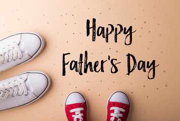 Fathers day greeting card concept. Flat lay.