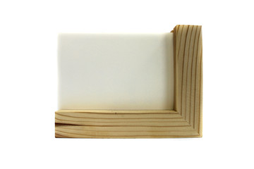 wooden corner or frame for calendar, notes, letters isolated on white background