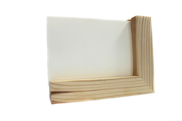 wooden corner or frame for calendar, notes, letters isolated on white background