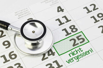 Arzttermin nicht vergessen - Konzept - Eintrag im Kalender