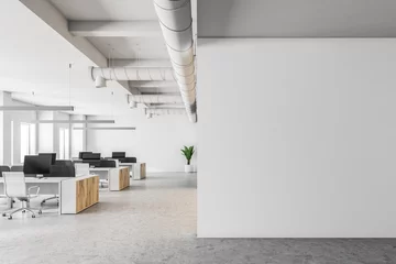 Fototapete Mauer Weißer offener Büroinnenraum, Mock-up-Wand