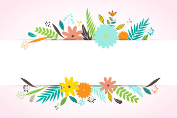 Floral template layout copy space for banner, header, brochure, poster vector illustration