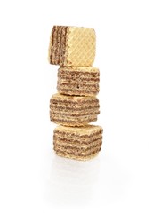 Wafers with chocolate filling isolated on white background