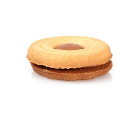 Biscuits with chocolate filling isolated on white background
