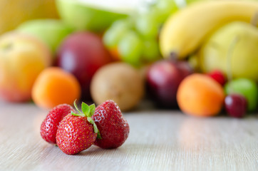 Fresh colorful  fruits background.Healthy eating, dieting concept,