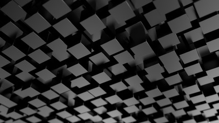 Abstract cubes. Black background. 3d render.