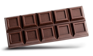 Obraz premium Dark chocolate isolated with shadow on white background. Clipping path