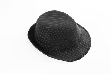 Black hat with white stripes