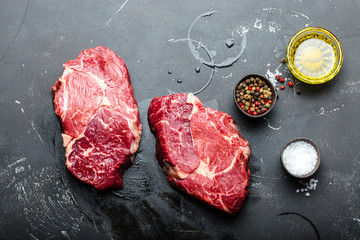 Raw marbled meat steak Ribeye