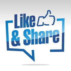 Like and Share white grey blue sticker icon