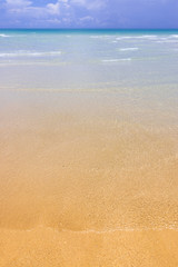 Sea view on bright blue beach from tropical. clouds on horizon and some storm clouds. Outdoor travel style. Koh Chang in THAILAND