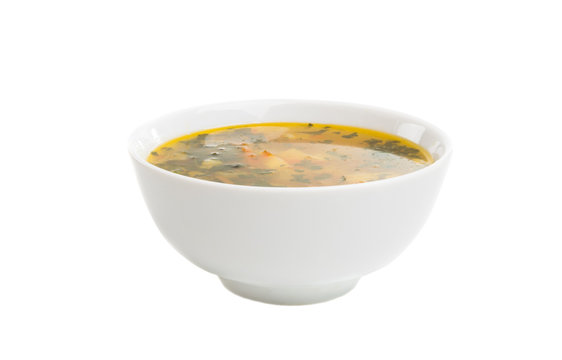 a plate of soup isolated