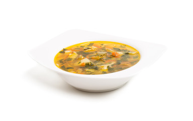 a plate of soup isolated