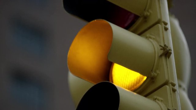 Close Up Stop Light Turning Red