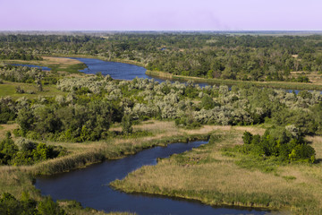 Bottomland of Vorskla river . Top view. Ukraine. Europe