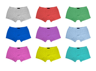 Set of male cotton panties on white background