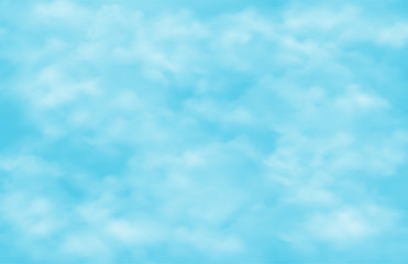 Clear blue sky with groups of clouds background vector.