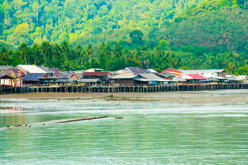 View to old wooden Old Town houses, Koh Lanta, Krabi, Thailand