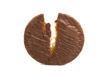 chocolate biscuits with caramel isolated