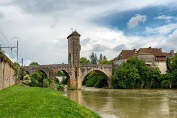Fototapeta na wymiar Bridge over river Gave de Pau in Orthez - France