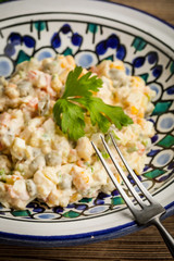 Traditional Russian vegetable salad.
