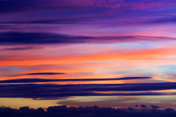 Spectacular colorful sunset skies. Nature abstract background.