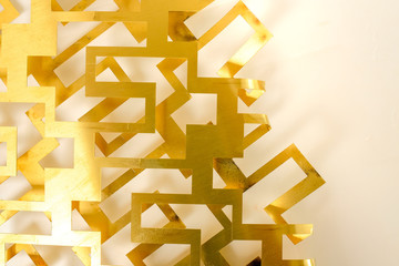 metal gold color geometry cut on white background