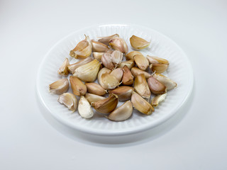 Fresh garlic isolated on white background.