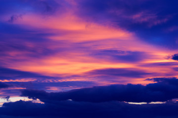Spectacular colorful sunset skies. Nature abstract background.