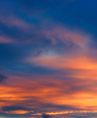 Spectacular colorful sunset skies. Nature abstract background.