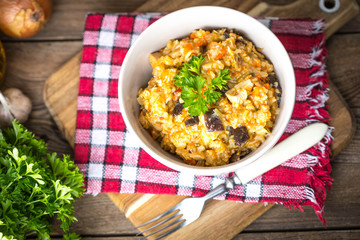 Risotto with vegetables.