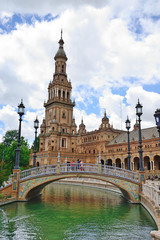 Naklejka premium Seville, Spain - May 25, 2018: Plaza de España in Seville.