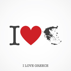 I love Greece. Heart shape national country map icon