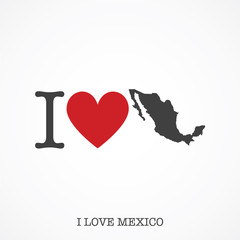I love Mexico. Heart shape national country map icon
