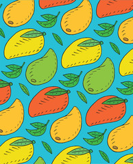 Seamless pattern of sweet juicy avocado. Summer exotic food. Beautiful hand drawn illustration of fruits and   vegetables