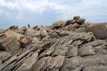Fototapeta na wymiar paysage sauvage de rochers, à l'île d'yeu