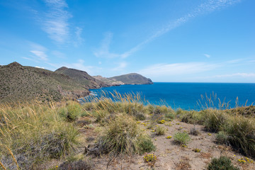 Fototapeta na wymiar Mountain and sea in the sculptures of Cabo de Gata