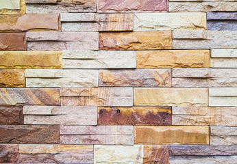 Multicolor of Stone ceramic Brick texture Background for interior or exterior design.