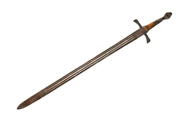Foto op Plexiglas Medieval sword isolated on white background. Clipping path. © zuktenvos