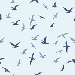 Seamless pattern with flying birds
