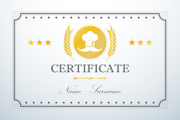 Certificate chef border frame template design. Vintage retro luxury. Vector illustration