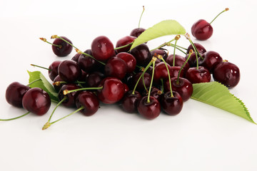 Cherry. Red fresh bunch of cherries on the table