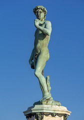Statue of David by Michelangelo at Piazza Michelangelo in Florence, Italy