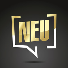 New (German - Neu) in bracket in brackets gold black sticker icon