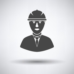 Obraz premium Icon of construction worker head in helmet