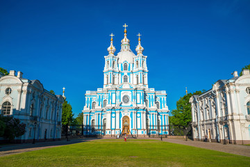 Fototapeta na wymiar Cathedral of Resurrection Novodevichiy Smolniy cloister
