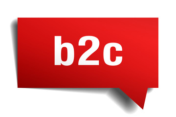 b2c red 3d speech bubble