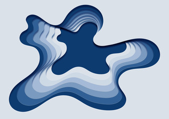 Blue paper craft,cut and art design in abstract background concept.Vector illustration.