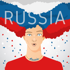 Surprised Man with National Flag in Afro Hair :  Vector Illustration