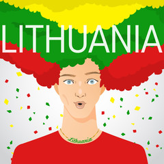 Surprised Man with National Flag in Afro Hair :  Vector Illustration